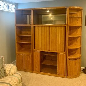 Entertainment center, couches, recliner